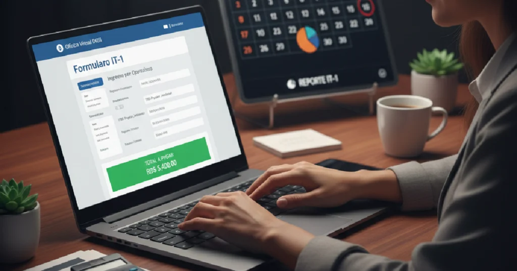Emprendedora revisando el formulario IT-1 y el calendario fiscal para aprender cómo declarar ITBIS siendo pequeño negocio en 2026