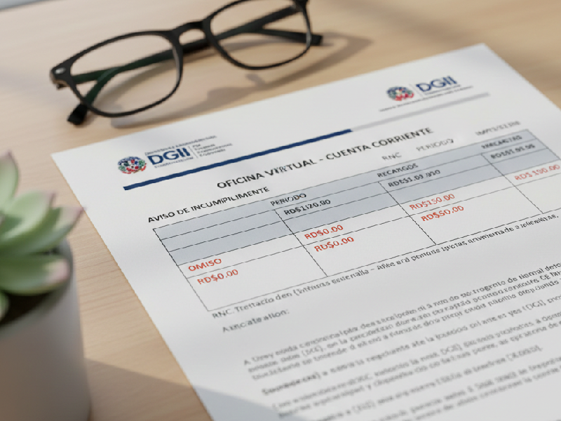 Pie de foto: Ejemplo de cómo se visualizan los avisos de incumplimiento y recargos en el sistema. Mantener tu cuenta al día es la única forma de evitar estos montos adicionales.